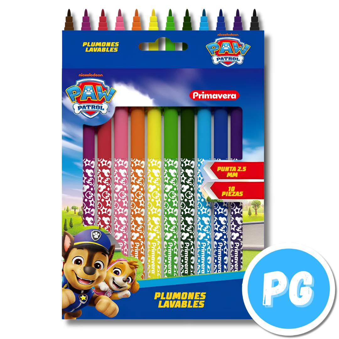 Paquete Plumones Primavera 2.5mm x10 Unds Lavables Motivo Aleatorio Niño Hombre