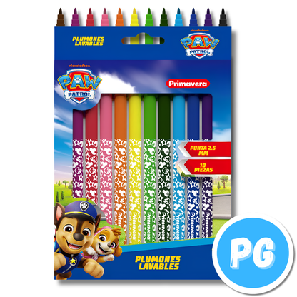 Paquete Plumones Primavera 2.5mm x10 Unds Lavables Motivo Aleatorio Niño Hombre