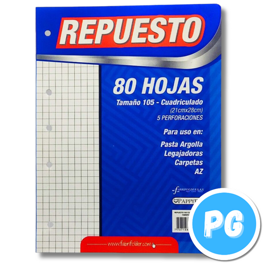 Paquete De Hojas Para Folder Pequeño (ref 95) Cuadriculado X80 Hojas Blancas 3 O 2 Argollas