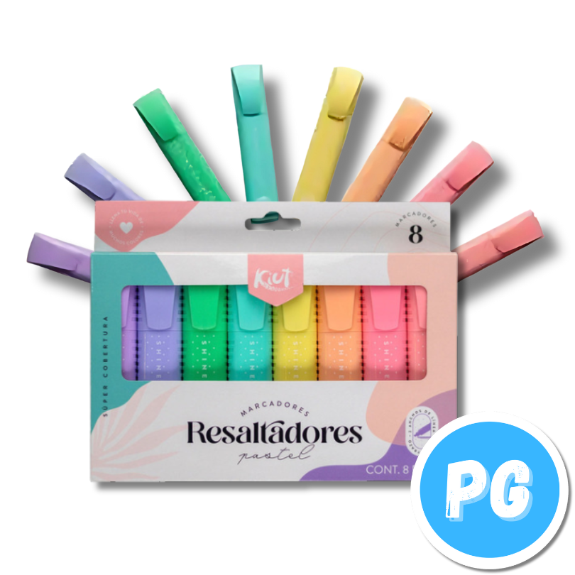 Paquete Resaltadores Kiut x8 Unds Tonos Pastel