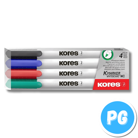 Paquete Marcador Kores Borrable X4 Unds Punta Delgada Surtido