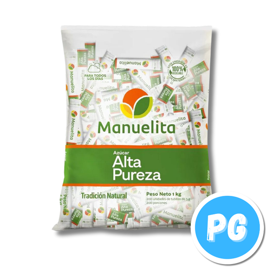 Paquete Azucar Blanca en Tubos Manuelita Tubipack x200 Sobres 1 Kilo Alta Pureza