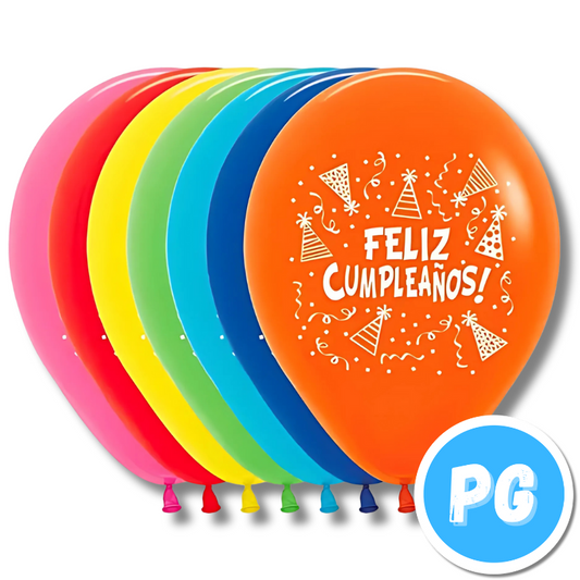 Paquete Bomba Plastica R12 X10 Unds Feliz Cumpleaños Surtidas