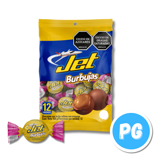 Paquete Chocolate Jet Burbuja Relleno 168 gramos X12 Unds