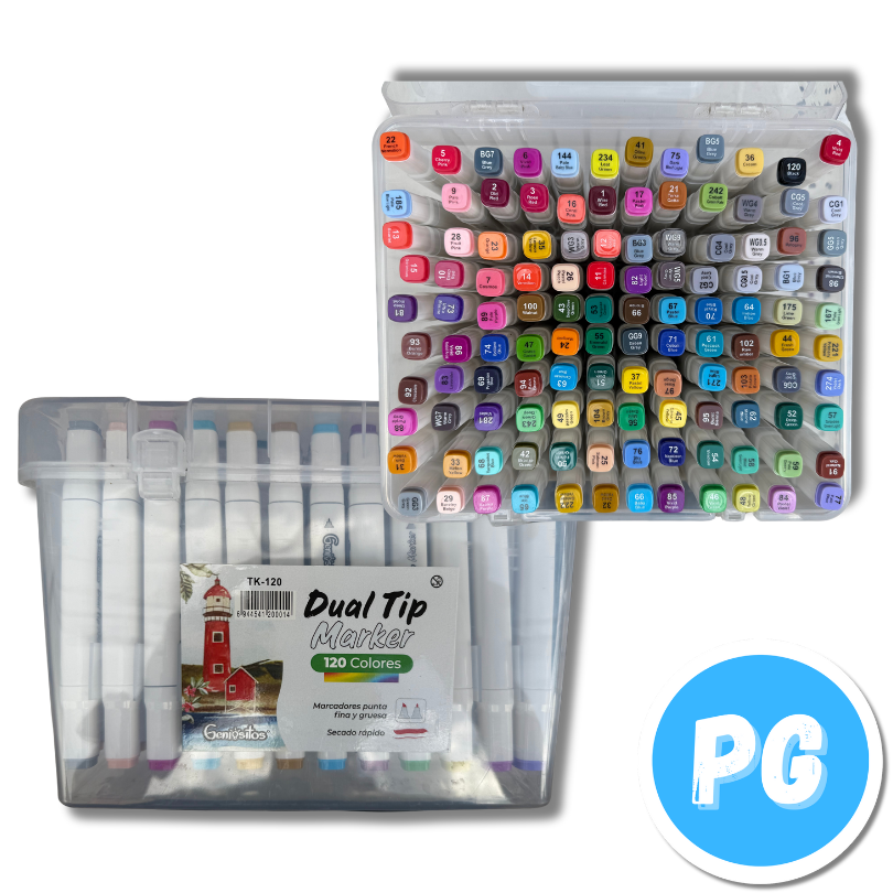 Caja Marcadores Geniosito Multitrazo X120 Unds Doble Punta