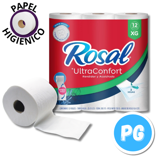Paquete Papel Higienico Rosal Xg X12 Unds 3 Hojas 25 Metros