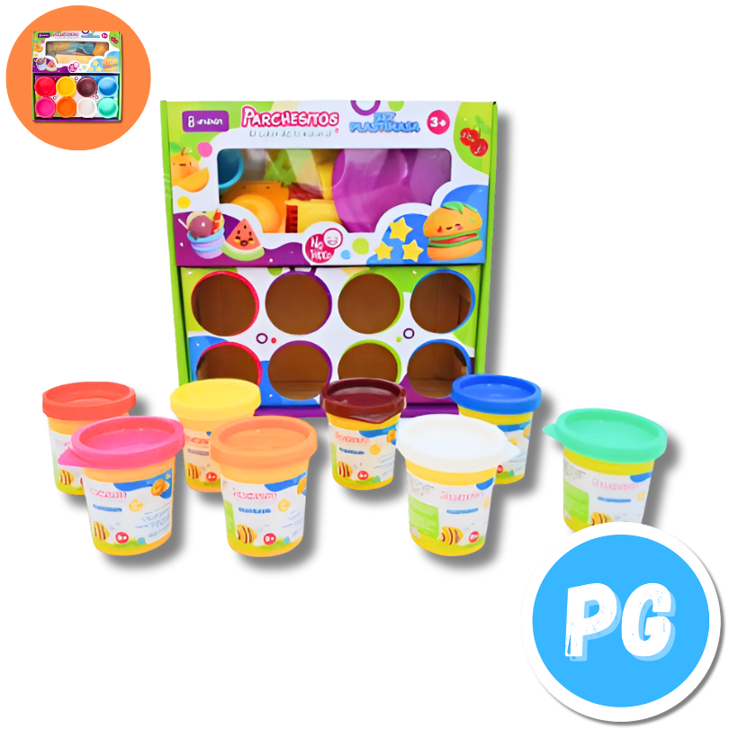 Paquete Plastilina Parchesitos Pastimasa x8 Unds Surtido Yummy Food Herramientas Plastilina Moldeable