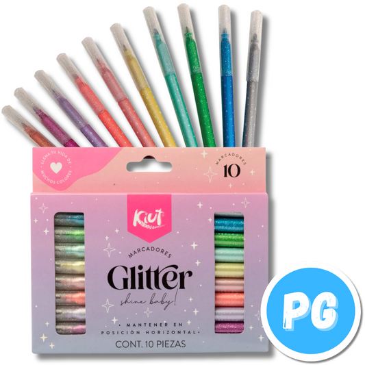 Paquete Marcador Kiut Escarchado X10 Unds Surtido Glitter
