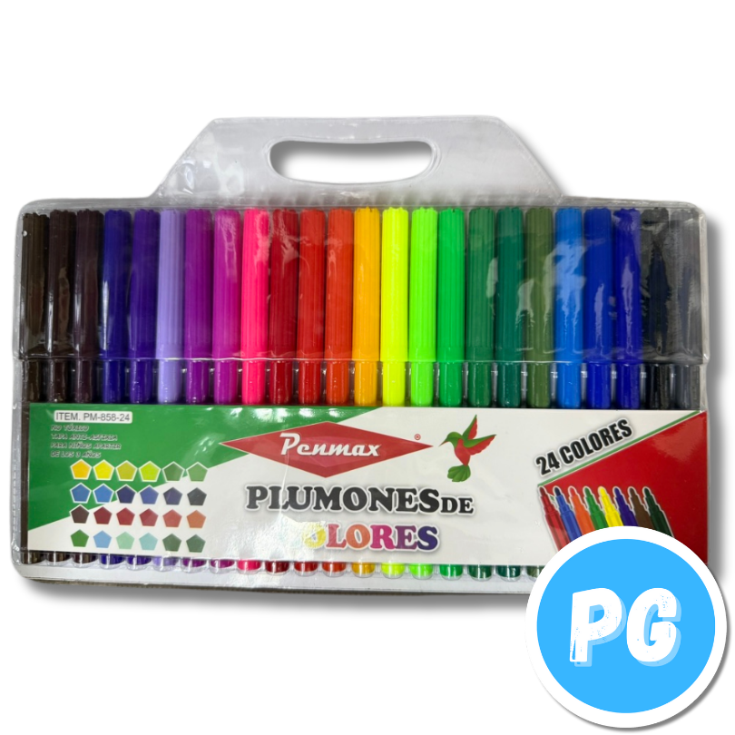 Paquete Plumon Penmax X24 Unds Surtido Lavables