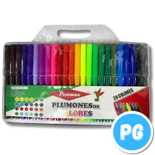 Paquete Plumon Penmax X24 Unds Surtido Lavables