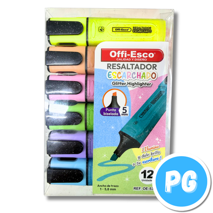 Paquete Resaltador Offiesco 535 X12 Unds Surtido Escarchado