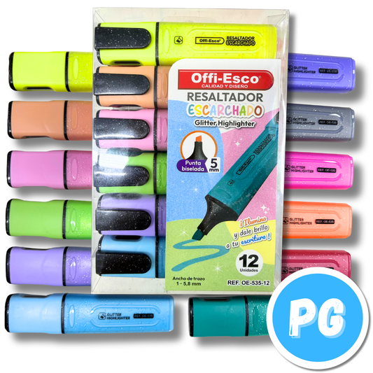 Paquete Resaltador Offiesco 535 X12 Unds Surtido Escarchado
