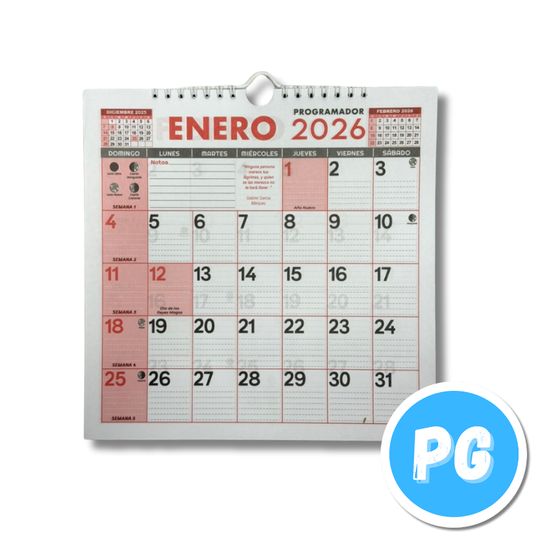 Programador Colgar Cuadrado 2026 24x24 Centimetros