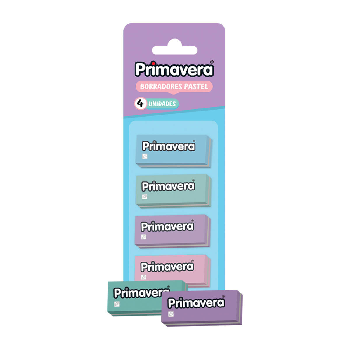 Paquete Borrador Primavera Nata x4 Unds Tonos Pastel