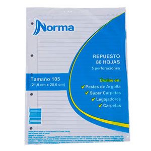 Paquete Hojas Para Folder Tamaño Carta Rayadas X80 Hojas Blancas Fabrifolder