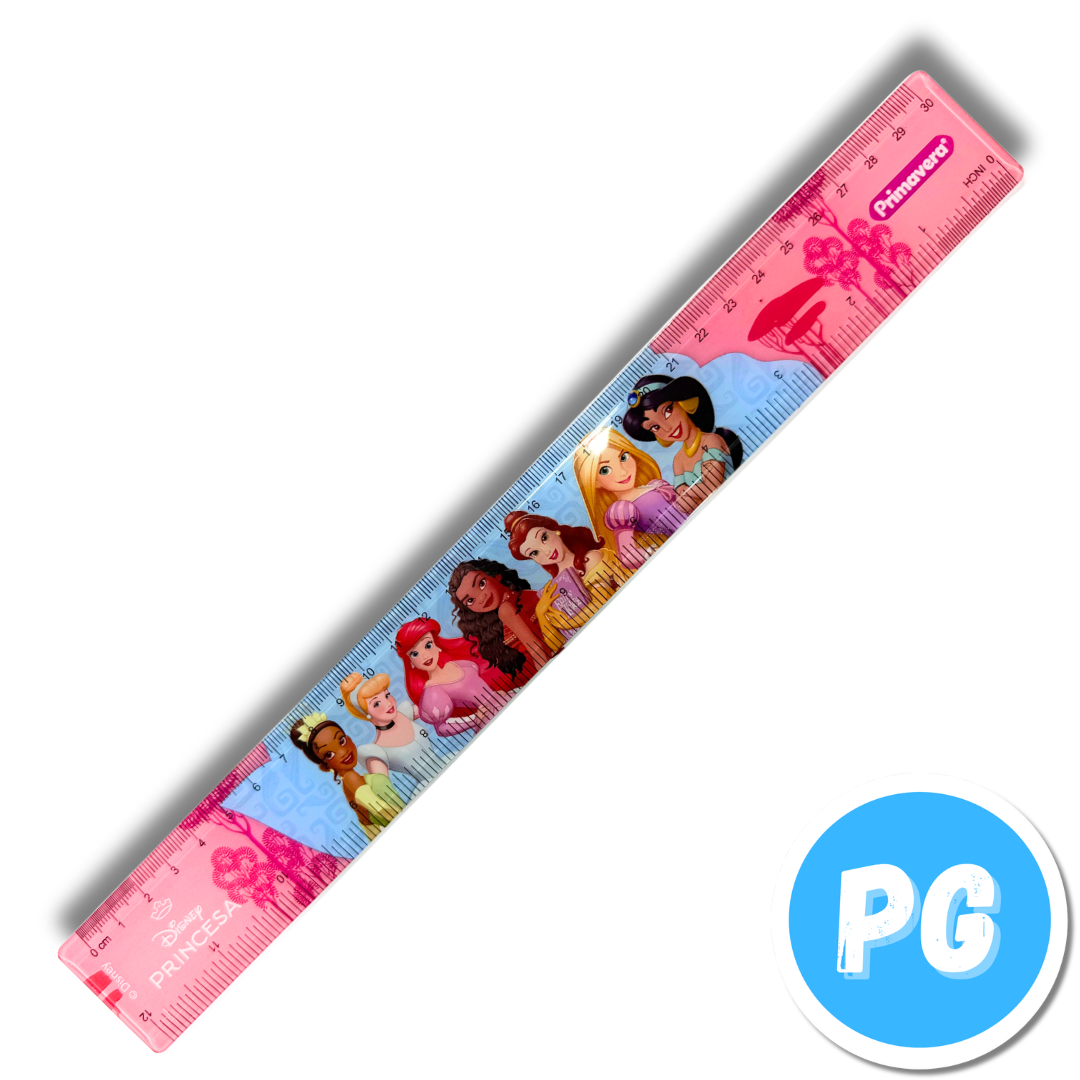 Regla Primavera Plastica 30 Centimetros Muñecos Princesas Disney