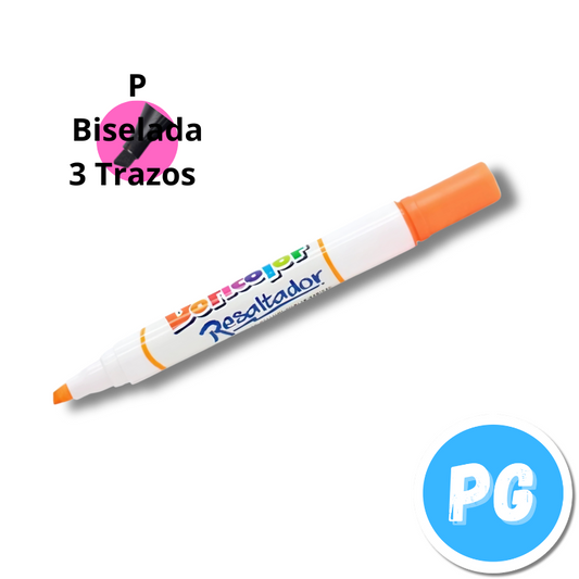Resaltador Doricolor Fluorecente Naranja Punta Biselada
