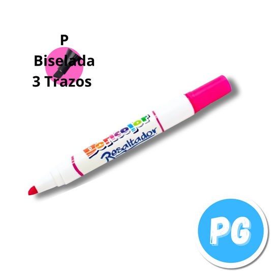 Resaltador Doricolor Fluorecente Fucsia Punta Biselada