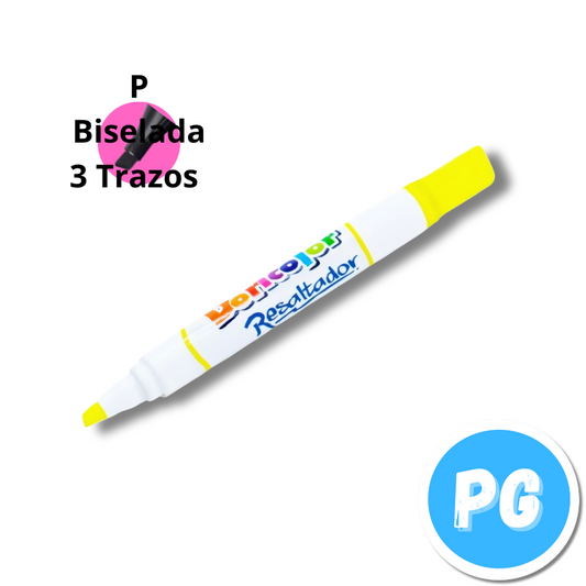 Resaltador Doricolor Fluorecente Amarillo Punta Biselada