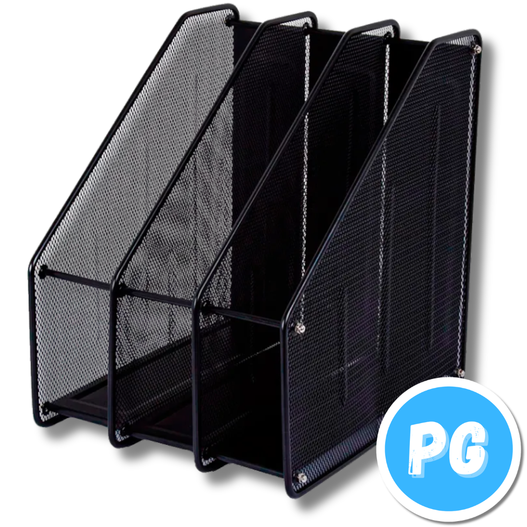 Revistero Metalico Malla Negro 3 Puestos