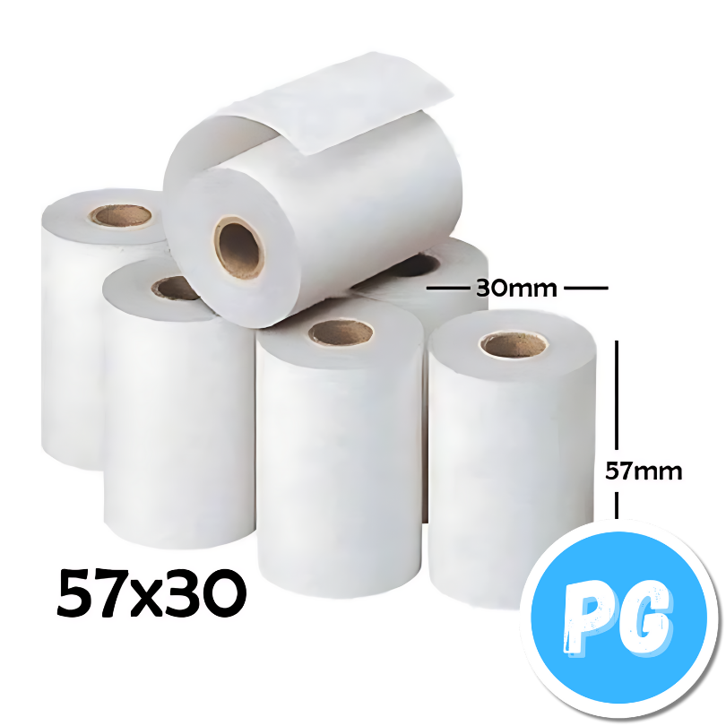 Paquete Rollo De Papel Termico De 57mm Por 30 Metros X8 Rollos Blanco - Papel Registradora