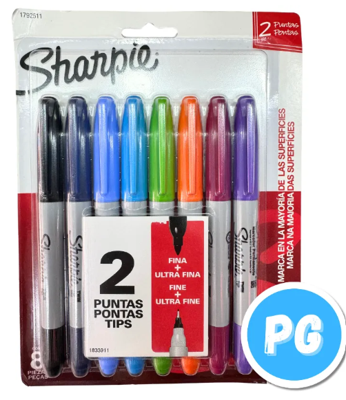 Paquete De Marcadores Sharpie Twin Doblepunta (punta Fina Y Micropunta) X8 Unds Surtidas