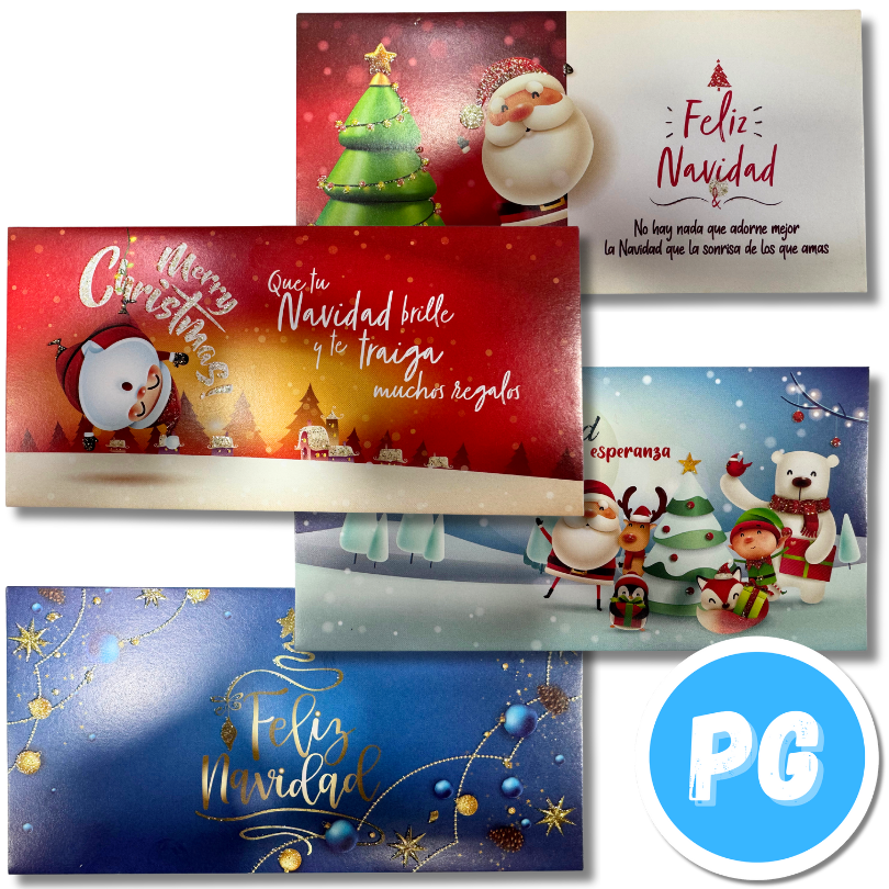 Paquete Sobre De Regalo Navideño X12 Unds Surtidos