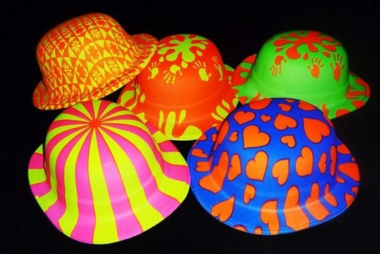 Docena De Sombreros Plasticos Neon Para Hora Loca Surtidos (12)