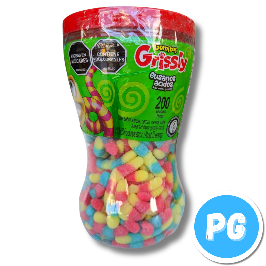 Tarro Gomitas Grissly Gusanos x200 Unds