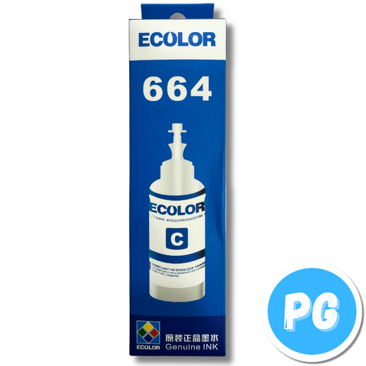 Tarro De Tinta Ecolor 664 65ml Azul. Para Impresoras Epson De Tinta 664 L110 L120 L200 L210 L300 L350 L355 L455 L555 L1300