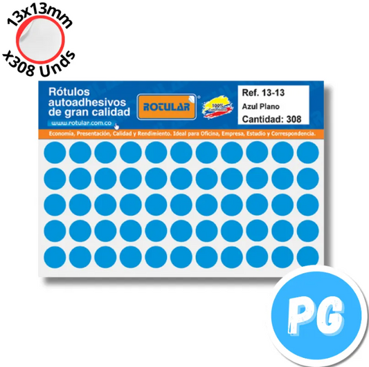 Paquete De Sticker Circular Adhesivo 13x13mm X308 Unds Azules - Rotulos