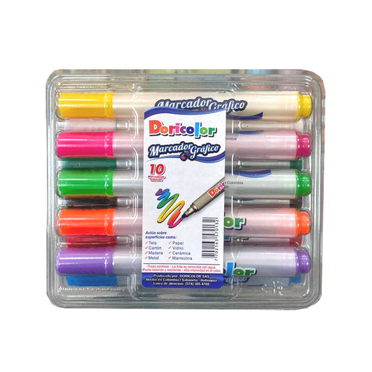 Caja De Macardores Doricolor Graficos X10 Surtido