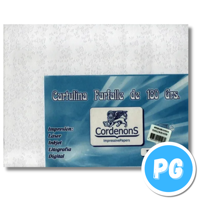 Paquete Cartulina Farfalle Carta Blanco X50 De 180grs Impresion Diseño Mariposas