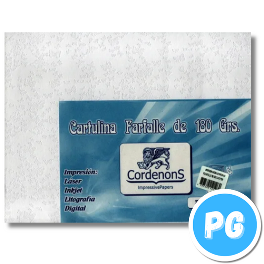 Paquete Cartulina Farfalle Carta Blanco X50 De 180grs Impresion Diseño Mariposas