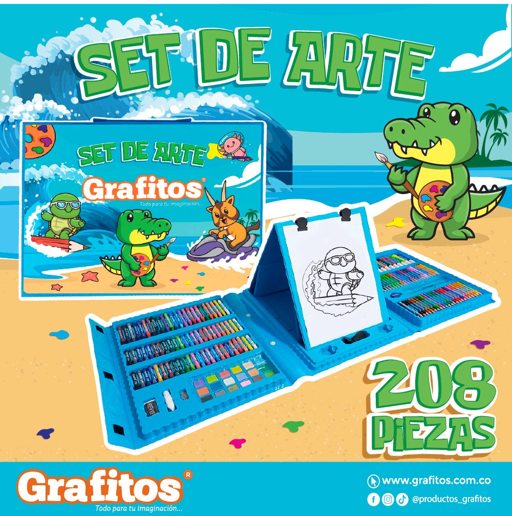 Set Arte Grafitos 208 Piezas Niño